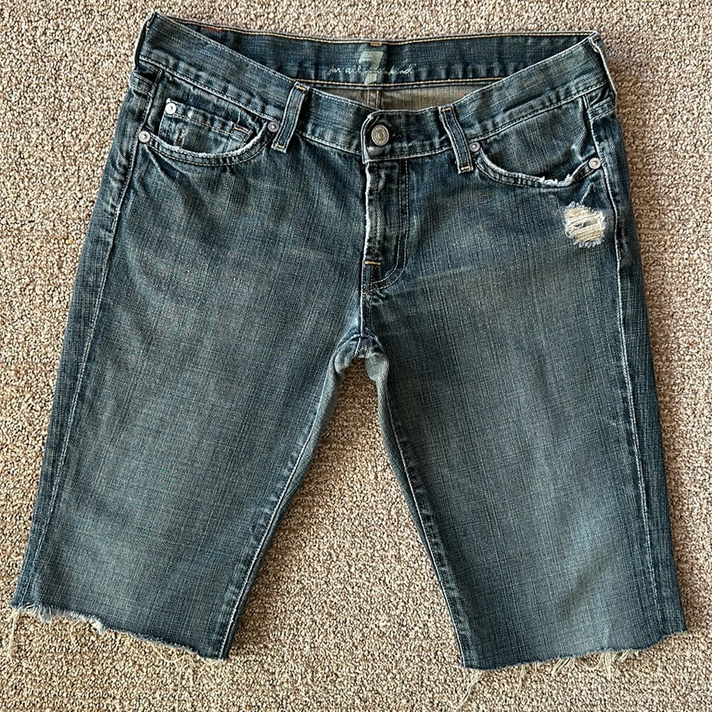 7 For All Mankind Dark Blue Cutoff Jean Shorts